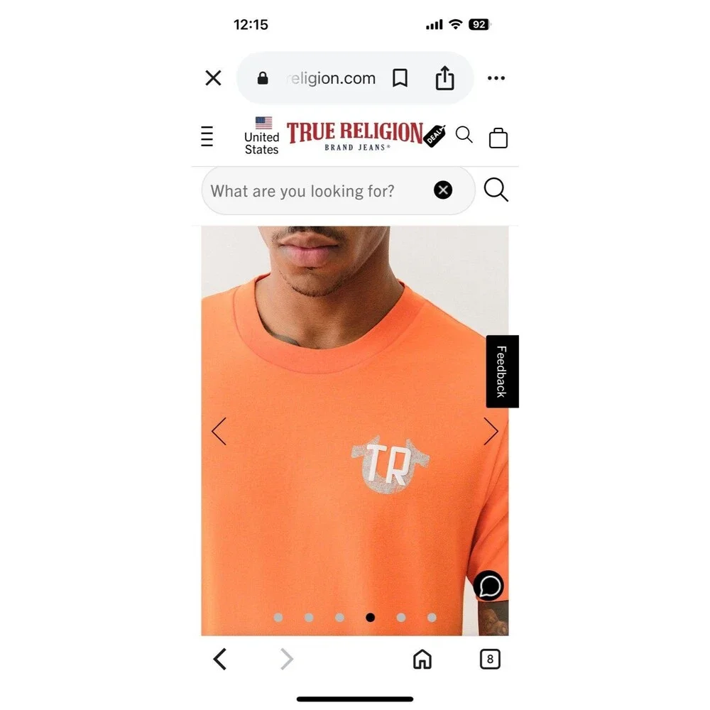 New Men’s True Region Orange Puff Print Logo Tee Size XL Retail &62